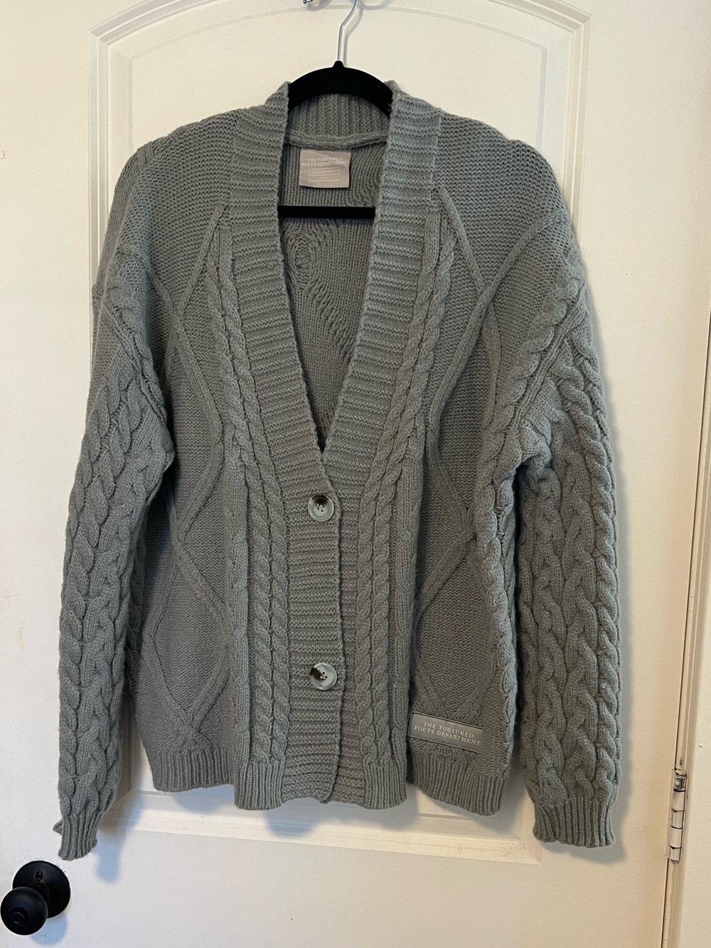 Taylor Swift TTPD Tortured Poets Department Gray Cable Knit Collector Cardigan